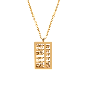Polished gold abacus pendant necklace with movable beads on a slender link chain