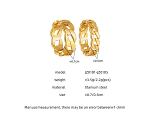 Macro view of gold Cuban link chain rings in two widths made of titanium steel