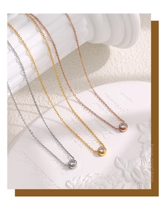 Detailed set of three zirconia necklaces in silver, gold, and rose gold plating