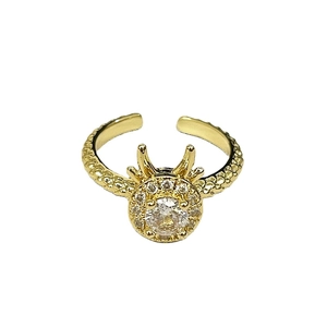 Goldener drehbarer Drachenschuppen-Ring mit Zirkonia und verstellbarer Öffnung