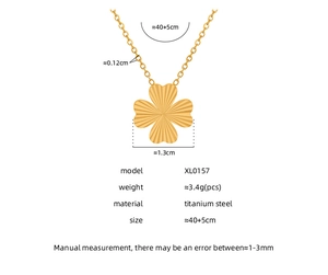 Spécifications de taille pour le collier trèfle à cœur doré en acier au titane