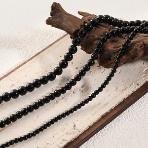 Korean Style Black Onyx Bead Necklace For Women Titanium Steel Adjustable Round Beads Clavicle Chain Minimalist Jewelry Gift