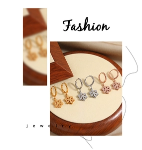 Detailansicht der matten Schneeflocken-Creolen in Gold, Silber und Roségold-Finish