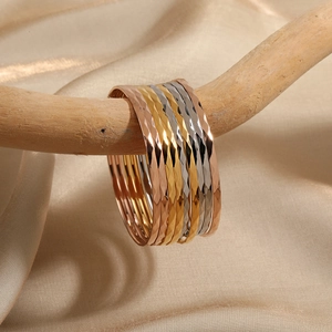 Jonc Minimaliste en Acier Titane avec Coupe en Losange pour Femmes Plaqué Or Rose Argent Bracelet Géométrique Facetté Bijoux
