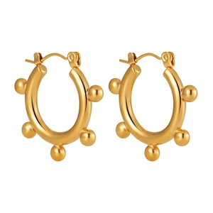 Minimalist gold bean hoop earrings made of titanium steel with mirror-polished finish