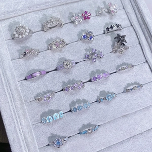 Verstellbare Kupfer Blume Offene Ringe Für Damen Versilbert Emaille Zirkon Kunstperle Floral Fingerring Schmuck Geschenk