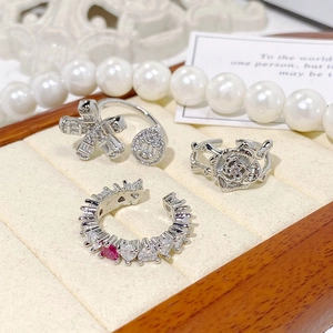 Vintage Kamelie Rose Blume Offener Ring Für Damen Versilbertes Kupfer Zirkonia Herz Rosa Edelstein Ohrstecker Schmuck