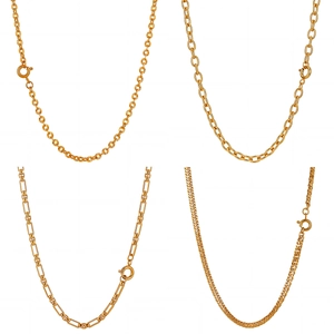 Set aus vier vergoldeten Titanstahl-Halsketten mit O-Kette und Chopin-Ketten-Designs
