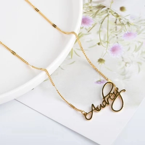 Personalized Audrey Name Necklace For Women Gold Plated Titanium Steel Cursive Letter Pendant Minimalist Neck Jewelry Fashion Gift