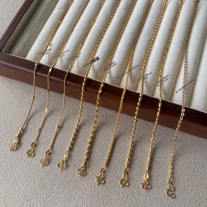 Collier en Acier Titane Plaqué Or 24K pour Femme Collier Chaîne Minimaliste Maillon Boîte Serpent Tournesol Bijoux Mode