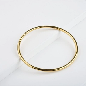 Minimalist 24K gold plated titanium steel geometric round bangle with polished finish