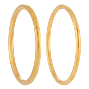 Pair of minimalist 24k gold plated titanium steel bangles with brushed metal texture