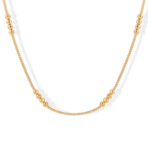 Minimalistische Titaniumstaal Box Ketting Voor Vrouwen 24K Verguld Kralen Sleutelbeen Ketting Mode Sieraden Cadeau