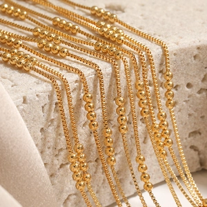 Minimalistische 24K vergulde box ketting halsketting met elegante kralen voor dames