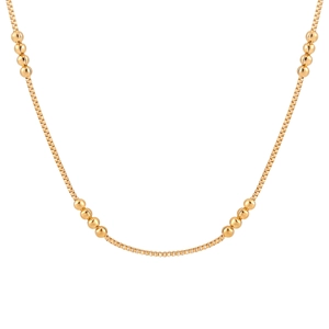Gepolijste 24K vergulde box chain ketting met kralen op een witte achtergrond