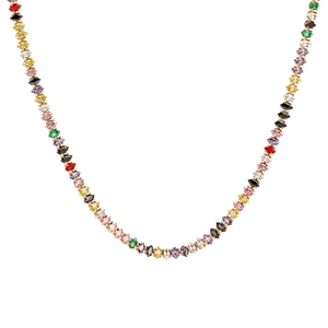 Squisita collana placcata in oro con vivaci zirconi colorati con taglio marquise