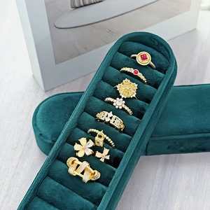 Luxuriöses Vintage Ring-Set vergoldet mit bunten Zirkonia und Mikropavé-Details