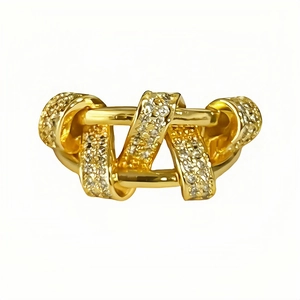Vintage vergoldeter Knotendraht-Ring mit Mikro-Pave-Zirkonia-Kristallen besetzt