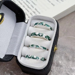 Bague Serpent en Émail Vert Menthe Douce Cool pour Femmes Bague en Cuivre Zircon Réglable Géométrique Irrégulière Bijoux