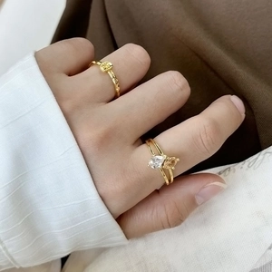 Damen Vintage Kupfer Offener Ring Strass Eingelegt Zweifarbig Wassertropfen Design Verstellbarer Geometrischer Fingerring Schmuck