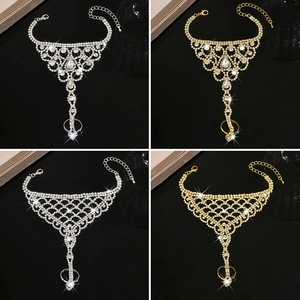 Luxus Kupfer Zirkonia Rhombus Geometrisch Handharnisch Slave Armband Mit Fingerring Für Hochzeit Party Schmuck Damen