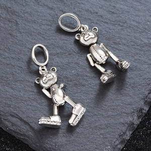 Colgante de Oso Articulado Hip Hop Con Zapatillas Zirconia Incrustada Cobre Plateado Estilo Mecánico Solo Colgante Joyería