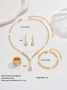 Spécifications détaillées de taille pour la parure de bijoux de mariée étincelante en or