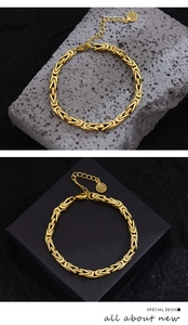 Détail du bracelet byzantin doré avec poinçon en argent S925 et fermoir mousqueton