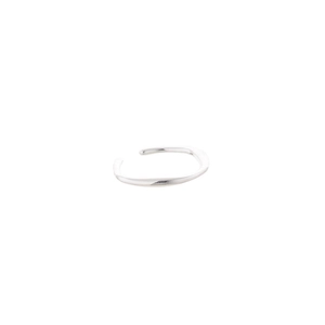 Anello aperto minimalista argento a goccia d'acqua irregolare con finitura lucida