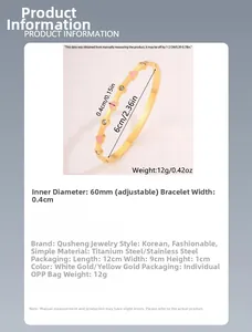 Specifiche dettagliate delle dimensioni del bracciale in acciaio con cuori rosa e oro