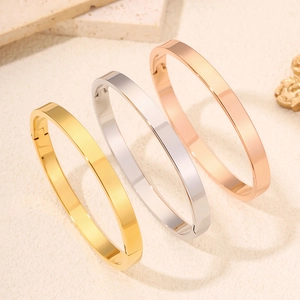 Minimalistische roestvrijstalen armbanden in goud, zilver en roségoud met gepolijste glans