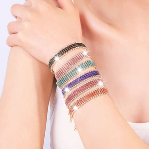 Lussuoso Bracciale In Acciaio Inossidabile Con Strass Completi Per Donna Moda Zirconia Bracciale A Catena Multistrato Regalo Gioielli Eleganti