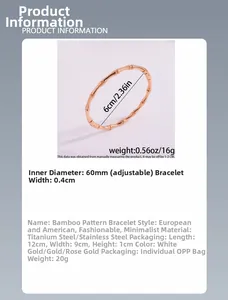 Spécifications de taille d'un bracelet nœud de bambou en acier titane rose doré