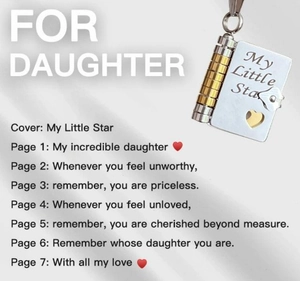 Golden titanium steel book locket necklace for daughter with My Little Star engraving
