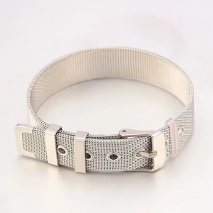 Bracciale in maglia d'acciaio inossidabile argento con fibbia regolabile per uomo