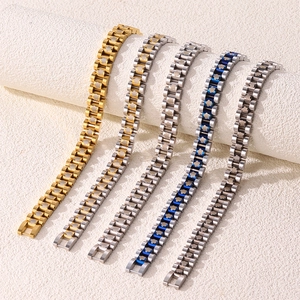 Adjustable stainless steel floral strap bracelets in various metallic color finishes