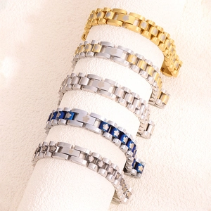 Adjustable stainless steel watchband bracelets with flower engravings in five metallic colors