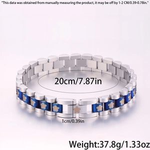 Detailed specs of stainless steel floral watch band bracelet 20cm length 1cm width