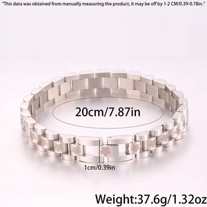 Detailed view of titanium steel bracelet with flower pattern and watchband link design