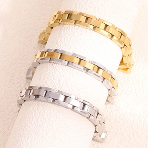 Vue détaillée des maillons de bracelets en acier inoxydable or, argent et bicolores