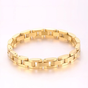 Bracelet en acier titane doré poli avec un design de maillons style bracelet de montre