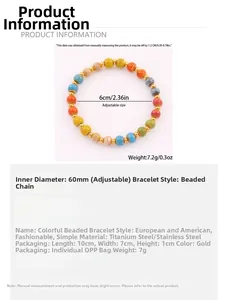Detaillierte Größentabelle für das böhmische Keramik-Perlenarmband mit 60mm Gummiband