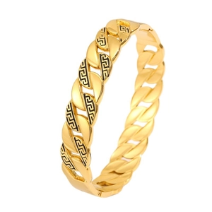 Goldenes Gliederketten-Armband aus Titan mit griechischem Muster und Polierung
