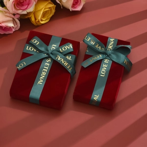Caja de Regalo Para Joyas de Terciopelo Elegante Con Lazo de Satén Rectángulo Cuadrado Grande Pequeño Para Boda San Valentín