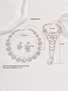 Parámetros de tamaño detallados del conjunto de collar y pendientes con diamantes