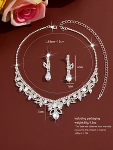Tableau des tailles détaillé pour ensemble de bijoux de mariée avec cristaux goutte d'eau