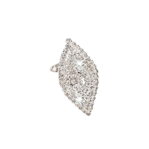 Anillo brillante con pedrería geométrica de marquesina y banda metálica ajustable