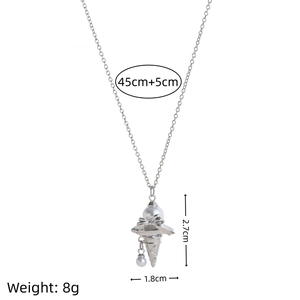 Collana a forma di cono gelato con perla e ciondolo a fiocco regalo per donna