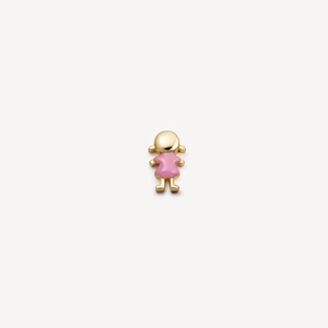 Colgante niña bañado en oro con esmalte rosa y diseño hueco de estilo vintage