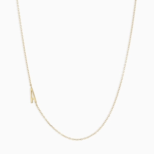 Minimalist 18k gold plated stainless steel necklace featuring a letter A initial pendant